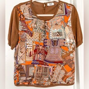 WEILL Paris Cashmere And Silk Scarf Brown Top LUXURY M